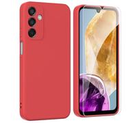 ARRYNN Funda Samsung Galaxy M15 / F15 5G (6.6") con Cristal Templado Protector de Pantalla,Ultra Slim Protectora Funda de Silicona Líquida Suave Case Cover - Rojodo