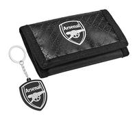 Arsenal F.C. Cartera triple Monedero y accesorios para niños, regalos de fútbol para niños, Black, Talla única, Moderno