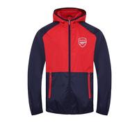 Arsenal FC - Chaqueta cortavientos oficial - Para niño - Impermeable - Retro - Azul marino - 12-13 años
