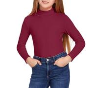Arshiner Camiseta de Manga Larga para Niña con Cuello Alto, Básica y Suave, Camiseta Interior para Otoño e Invierno, Tejido Ligero, Tallas 13-14 Años