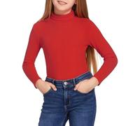 Arshiner Camiseta de Manga Larga para Niña con Cuello Alto, Básica y Suave, Camiseta Interior para Otoño e Invierno, Tejido Ligero, Tallas 12-13 Años