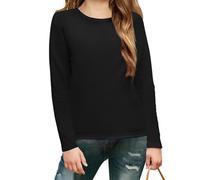 Arshiner Camiseta Negra para Niños Manga Larga Cuello Redondo Forro Polar Interior Tops Básicos para Niñas Camiseta Térmica Versátil Halloween Ropa Infantil 11-12 Años