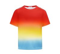 Arshiner Camiseta para niño Diseño Degradado, Manga Corta, Cuello Redondo Prenda Infantil para Verano y Deportes Camiseta básica Casual y Transpirable Degradado Naranja Talla 160 (10-11 años)