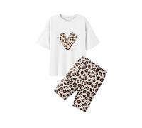 Arshiner Conjuntos de Ropa para Niñas Camiseta de Manga Corta con Leggings Cortos Chándales para Niños Ropa Deportiva de Verano Conjuntos de Moda para Niños Leopardos 120/5-6 Años