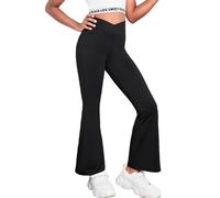 Arshiner Leggings de Cintura Alta para Niñas - Pantalones Acampanados de Danza Yoga Bootcut Sólidos A Cuadros para Deportes y Ocio - 5-14 Años