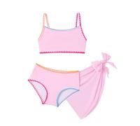 Arshiner Ninas Bikini Tres Piezas Cintura Alta Falda Pareo Secado Rapido Elastico Vacaciones Playa Piscina 9 10 Anos