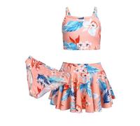 Arshiner Niñas Conjunto de Bikini Traje Baño de Verano de 3 Piezas Niños Tankini De Tres Piezas con Falda Estampado Floral Traje de Baño Bikinis para Niñas 9-10 Años