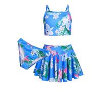 Arshiner Niñas Conjunto de Bikini Traje Baño de Verano de 3 Piezas Niños Tankini De Tres Piezas con Falda Estampado Floral Traje de Baño Bikinis para Niñas 7-8 Años