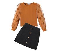 Arshiner Niñas Ropa Conjuntos Elegante Suéter con Falda Conjunto Niños Otoño Invierno A cuadros Ocio Moda Dos Piezas Ropa Conjuntos para Niñas 12-13 años