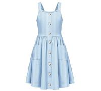 Arshiner Vestido Sin Mangas para Niñas - Botón Delantero Algodón A-Line Casual Elegante Festivo Swing 5-14 Años