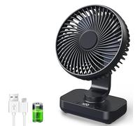 ArsMotin Ventilador de Mesa USB con Oscilación Automática, Batería 4500mAh Recargable, Silencioso, 4 Velocidades, Pantalla Digital, Carga Rápida, Portátil para Hogar, Oficina, Dormitorio, Exteriores