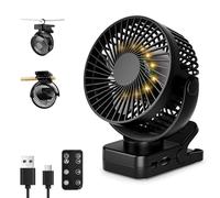 ArsMotin Ventilador Portátil Recargable 12000mAh con Pinza, Mando, 44H, Silencioso, 3 Velocidades, Luz LED, 360°, Temporizador, para Escritorio, Camping, Carro de Bebé y Furgoneta Camper