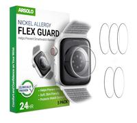 Arsolo [5 Pack] Flex Guard Nickel Metal Allergy Back Protector for Apple Watch [44/45mm], Prevent Rash, Contact Dermatitis, Soft Film, Sensor Protector, Back Cover for iWatch 44mm / 45mm