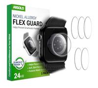 Arsolo [Paquete de 5] Protector de espalda de níquel metálico para Apple Watch Series 10 [46 mm], evita erupciones, dermatitis de contacto, cubierta de sensor trasero para iWatch de 46 mm