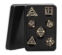Arsor Juegos de Dados Poliédricos, Bandeja de Dados de 7 Piezas Juego RPG Dados Huecos Soporte de Bandeja Rodante de Dados de Metal para Regalos de Mazmorras Y Dragones, DND, para Shadowrun
