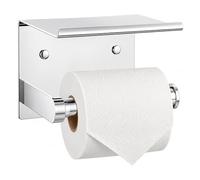 ARSUK Autoadhesivo Porta Rollos de Papel higienico, Taladro y no Taladro - Montado en Acero Inoxidable portarrollos Papel higienico con Tapa para baño Accesorios Soporte Plata