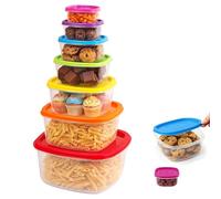ARSUK Cajas de Almacenamiento de Alimentos con Tapas Apilables Herméticas - Sin BPA - Aptas para Microondas, Congelador y Lavavajillas (Juego de 7 Piezas)