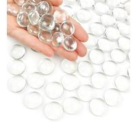ARSUK Guijarros cuentas de vidrio y guijarros pepitas de vidrio gemas de forma redonda piedras decorativas para jarrones acuarios velas flotantes (170-180piezas / 0.955 kg de guijarros transparentes)