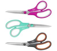 ARSUK Paquete de 3 tijeras multiusos, cuchillas de acero inoxidable ultra afiladas de 8.4 pulgadas, asas ergonómicas de agarre suave, tijeras resistentes para el hogar, oficina, escuela, manualidades