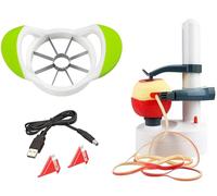 ARSUK Peladora eléctrica multifunción Peladora de Manzana giratoria automática Peladora de Patatas Máquina de Corte de Verduras Herramienta de pelado de Cocina de Acero Inoxidable (Peladores con máquina de cortar)