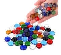 ARSUK - Piedras de Vidrio Multicolor 455g 80 Uds Ø17-20mm - Guijarros Planos, Cuentas de Vidrio, Relleno de Jarrones, Centros de Mesa, Manualidades, Mosaico, Acuario, Decoración Hogar y Bodas