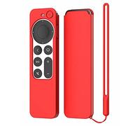 ARSUNOVO Funda Protectora de Silicona Compatible con Apple TV Siri 4K 2021 2022 (2.ª y 3.ª Generación) Mando a Distancia, Antideslizante, Duradera, Funda de Absorción de Golpes (Rojo)