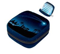 Art 3 Wise Kings Manger - Bolsa de almacenamiento de servilletas sanitarias con purpurina, bolsa grande para copa menstrual con cremallera, bolsa de compresas menstruales, tampones para niñas y