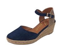 Art. 3709 Zapatos de Cuña para Mujer 5 Cm, ante Azul - Negro - Arena con Correa Ajustable. Plantilla de Cuero, turquesa, 41 EU