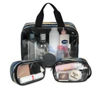 Art Abstract - Bolsa de maquillaje de viaje de mármol para mujeres y hombres, bolsas de cosméticos translúcidas, 3 piezas, bolsa grande para ducha, organizador de artículos de tocador, color, L,