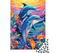Art Animal Dolphin Rompecabezas Imposible,desafío for Adults Entretenimiento Creativo 1000 Piezas Obra De Arte De Juego De para Adultos Y Niños 1000pcs (75x50cm)