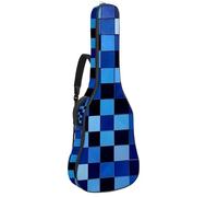 Art Blue - Bolsa para guitarra acústica con diseño de tablero de ajedrez de 41 y 42 pulgadas con correa ajustable para el hombro, bolsa para guitarra con colgador trasero, adecuada para guitarras