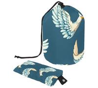 Art Blue Doves Wings - Bolsa de cosméticos de viaje para mujer, bolsa de cosméticos plegable con cordón, bolsa de aseo portátil, Art Blue Doves Wings, 9.9x6.9in/25.2x17.6cm;6x3.5in/15.2x8.8cm, Diseño