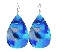 Art Blue Dragonfly - Pendientes de piel para mujer, diseño de lágrima, ligeros, para uso diario, fiesta, fecha, talla única, Cuero