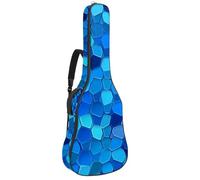 Art Blue Hexagon Geometric Texture 9 41 106.7 cm Bolsa para guitarra acústica con correa ajustable para el hombro bolsa de guitarra con colgador trasero, adecuada para guitarras eléctricas, bajos,
