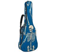 Art Blue Skull Shelf - Bolsa para guitarra acústica de 41 y 42 pulgadas con correa ajustable para el hombro, bolsa para guitarra con colgador trasero, adecuada para guitarras eléctricas, bajos,