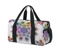 Art - Bolsa de lona deportiva con diseño de mandala de plumas de pavo real para niños, niñas, mujeres, hombres, durante la noche, fin de semana, bolsa de viaje para llevar al gimnasio, bolsas de lona