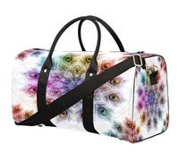 Art - Bolsa de viaje con diseño de mandala de plumas de pavo real para mujeres, hombres, niñas, niños, bolsas de fin de semana, 22.7 L, bolsa de equipaje de cabina para deportes, gimnasio, yoga,