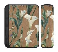 Art Calla Lily Brown Flower 2 piezas asiento de coche correa de cuello cubierta más comodidad conducción para SUV funda para cinturón de carro