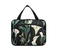 Art Calla Lily Flower Green and White Hanging Shaving Kit Bolsa de viaje con gancho, accesorios de diseñador, bolsas de medicina para mamá, cruceros, bolso para maquillaje de mujer, L