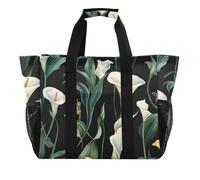 Art Calla Lily Flower Green and White Utility Tote Bags - Bolsa de lona plegable resistente al agua para la playa, art Calla Lily - Flor verde y blanca, 1 size, Moda