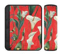 Art Calla Lily Red Flower - Paquete de 2 fundas para cinturones de seguridad, evita que el cinturón de seguridad corte en el cuello para mochila, forro para cinturón de seguridad