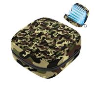 Art Camo Green and Anchor - Bolsa de almacenamiento de servilletas sanitarias, bolsa grande para copa menstrual con cremallera, bolsa de almohadillas para el período, bolsa para almacenar panty