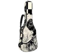 Art Check Black White Dog 17 - Bolsa para guitarra acústica con 2 bolsillos, correa ajustable para el hombro y colgador trasero, adecuada para guitarras eléctricas, bajos y guitarras clásicas, Art