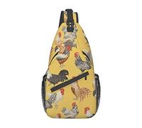Art Chicken Painting Flowers Crossbody Bag, Sling Chest Cross Body Bag para Hombres y Mujeres, Utilizado para el Ocio y los Viajes
