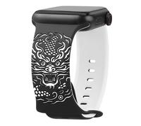 Art Collection - Correa de reloj inteligente para Apple Watch, diseño de dragón, tigre, serpiente, lobo, águila calva, correa de silicona blanca y negra para mujeres y hombres, compatible con Apple