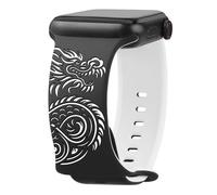 Art Collection - Correa de reloj inteligente para Apple Watch, diseño de dragón, tigre, serpiente, lobo, águila calva, correa de silicona blanca y negra para mujeres y hombres, compatible con Apple