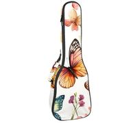 Art Colorful - Funda acolchada para ukelele de concierto de 58 cm, diseño de mariposas y flores, impermeable y duradera, Multicolor 01, 25.9x9x3.1in/66x23x8cm, Organizador de bolsas