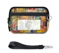 Art Colorful Graffiti - Mini funda para tarjetas con cremallera para mujeres y hombres, con ventana de identificación, portátil, ligera, pequeña, con cremallera, organizador de tarjetas de monedas