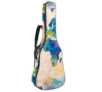 Art Colorful Watercolor World Map 23 - Bolsa para guitarra acústica con 2 bolsillos, correa ajustable para el hombro y colgador trasero, adecuada para guitarras eléctricas, bajos y guitarras clásicas,