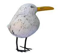 ART-CRAFT Gaviota decorativa tallada a mano, estilo shabby chic, escultura marítima de madera, 18 cm de alto